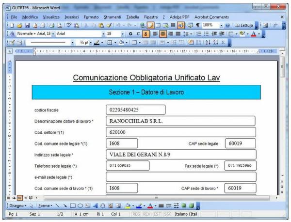 Formulario e Collocamento - software Ranocchi Paghe GIS